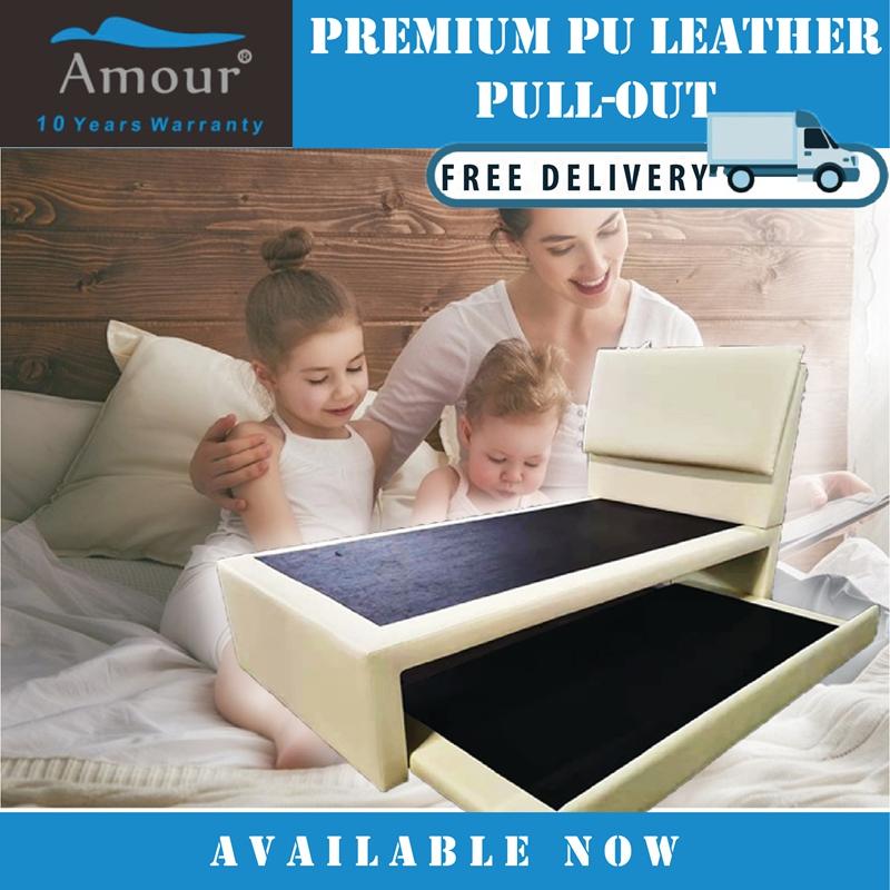 Amour Deluxe Super Single Size PU leather Beb + Single Size Pull out Bed Best Price on Lazada Free delivery