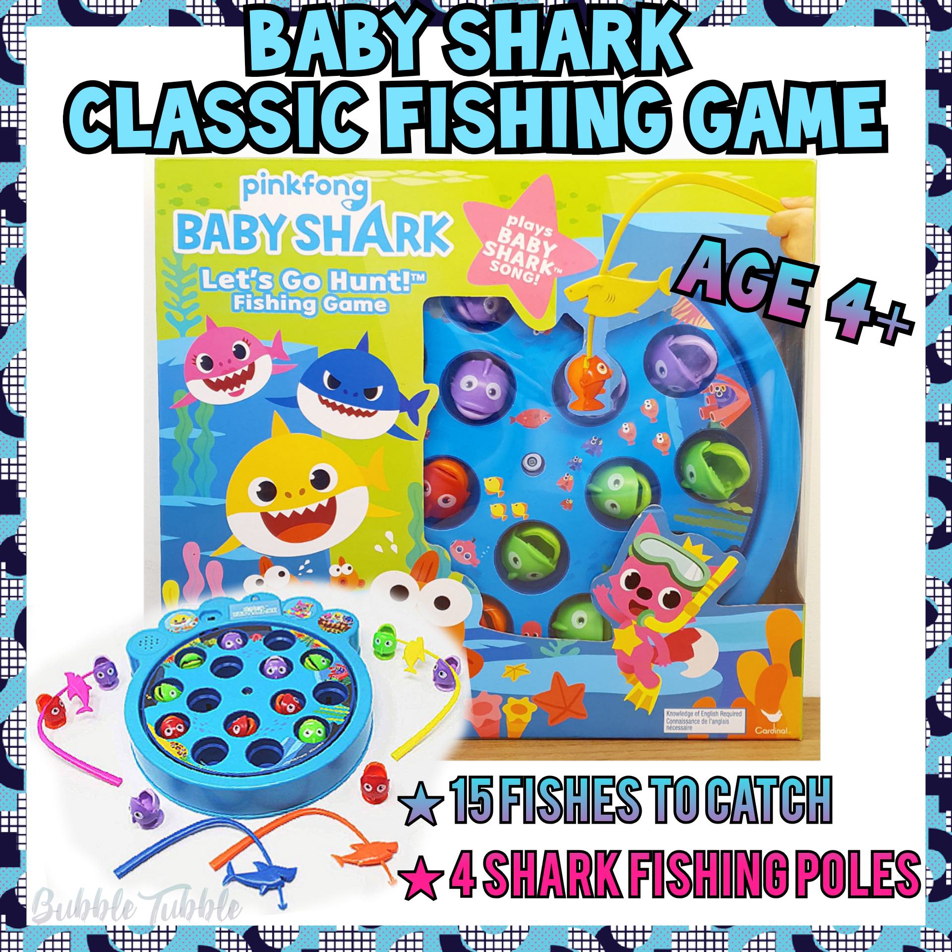 Baby Shark Toy Game - Classic Rotating Fishing Game for Kids by pinkfong - Children Games, Party Game, Educational Hand-eye Coordination Toy - Free Ninjavan Delivery