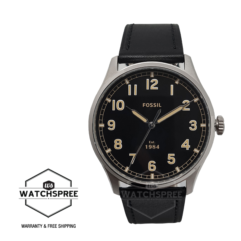 [Watchspree] Fossil Men's Dayliner Three-Hand Black Leather Watch FS5926