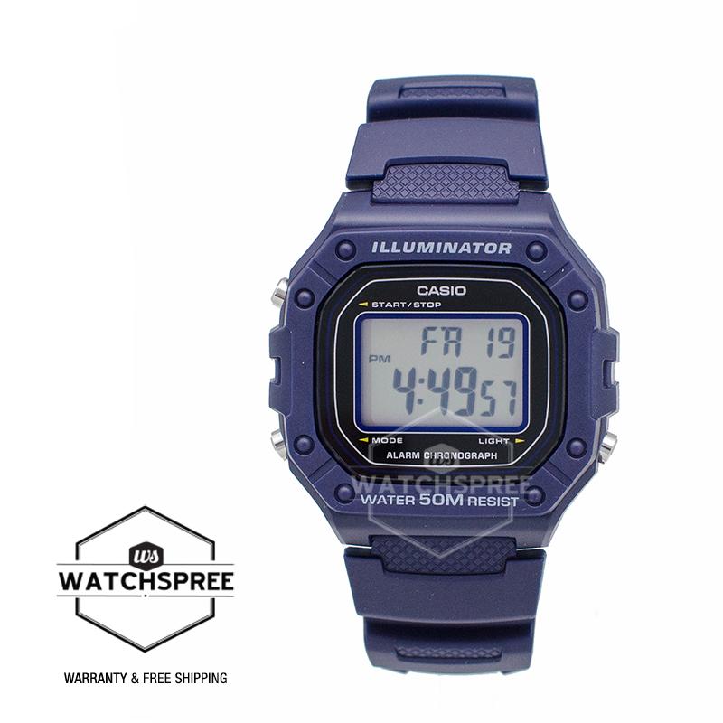 [Watchspree] Casio Standard Digital Navy Blue Resin Band Watch W218H-2A W-218H-2A [Kids]