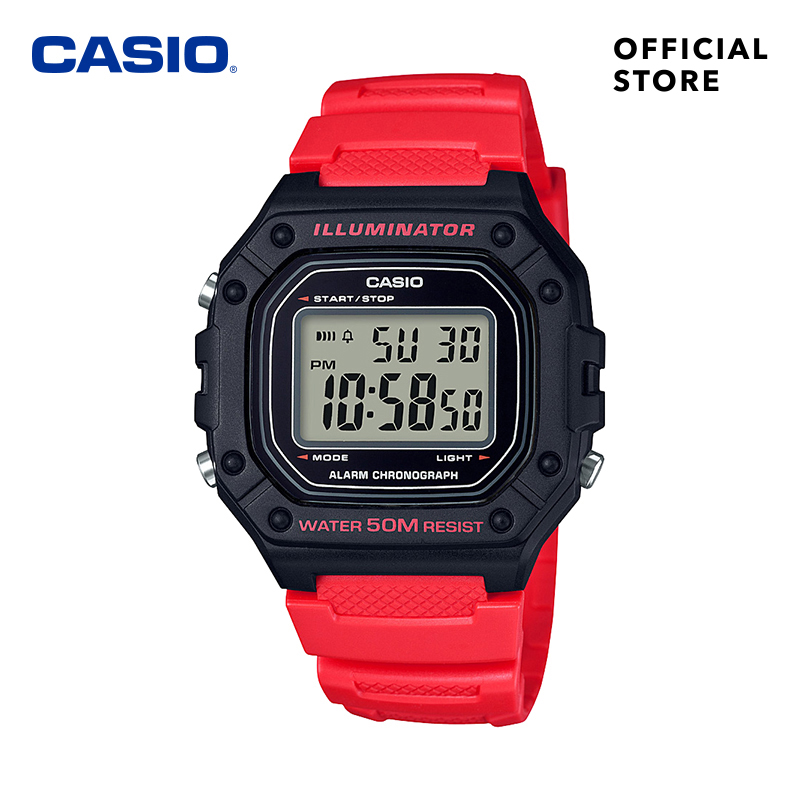 CASIO GENERAL W-218H-4BVDF Red Resin Band