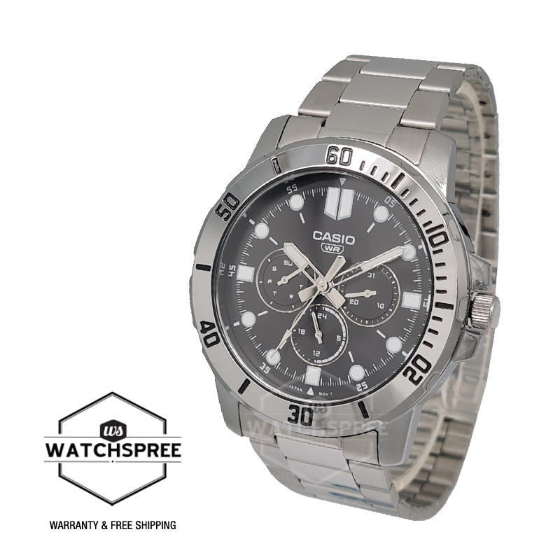 [Watchspree] Casio Men's Multi-Hand Silver Stainless Steel Band Watch MTPVD300D-1E MTP-VD300D-1E