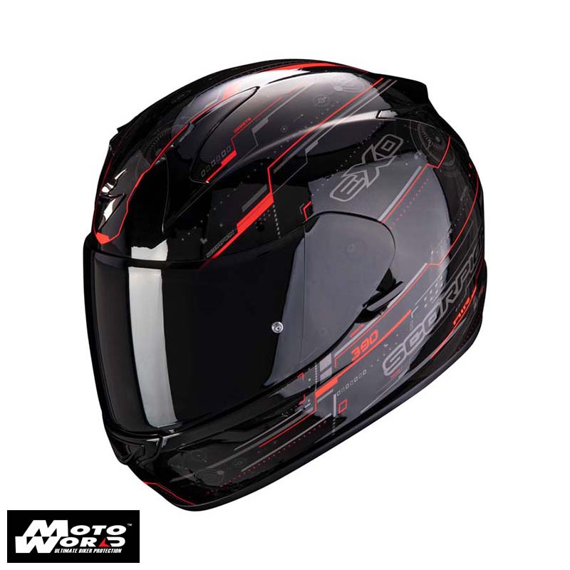 Scorpion EXO 390 Beat Black Fluo Red Full Face Motorcycle Helmet ( Black Fluo Red)