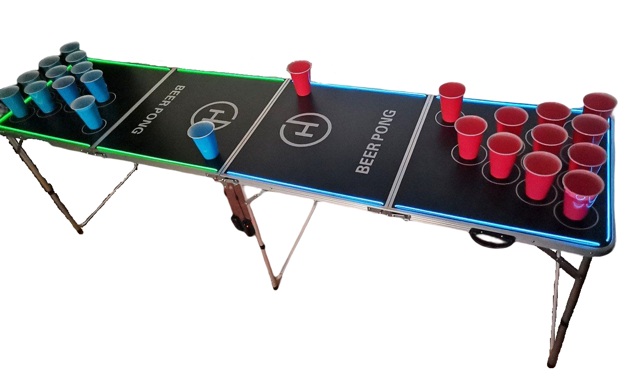 Hitlife Portable 8ft Beer Pong Table (w/ LED option) | 1 Beer Pong Party Set FREE | Party Games